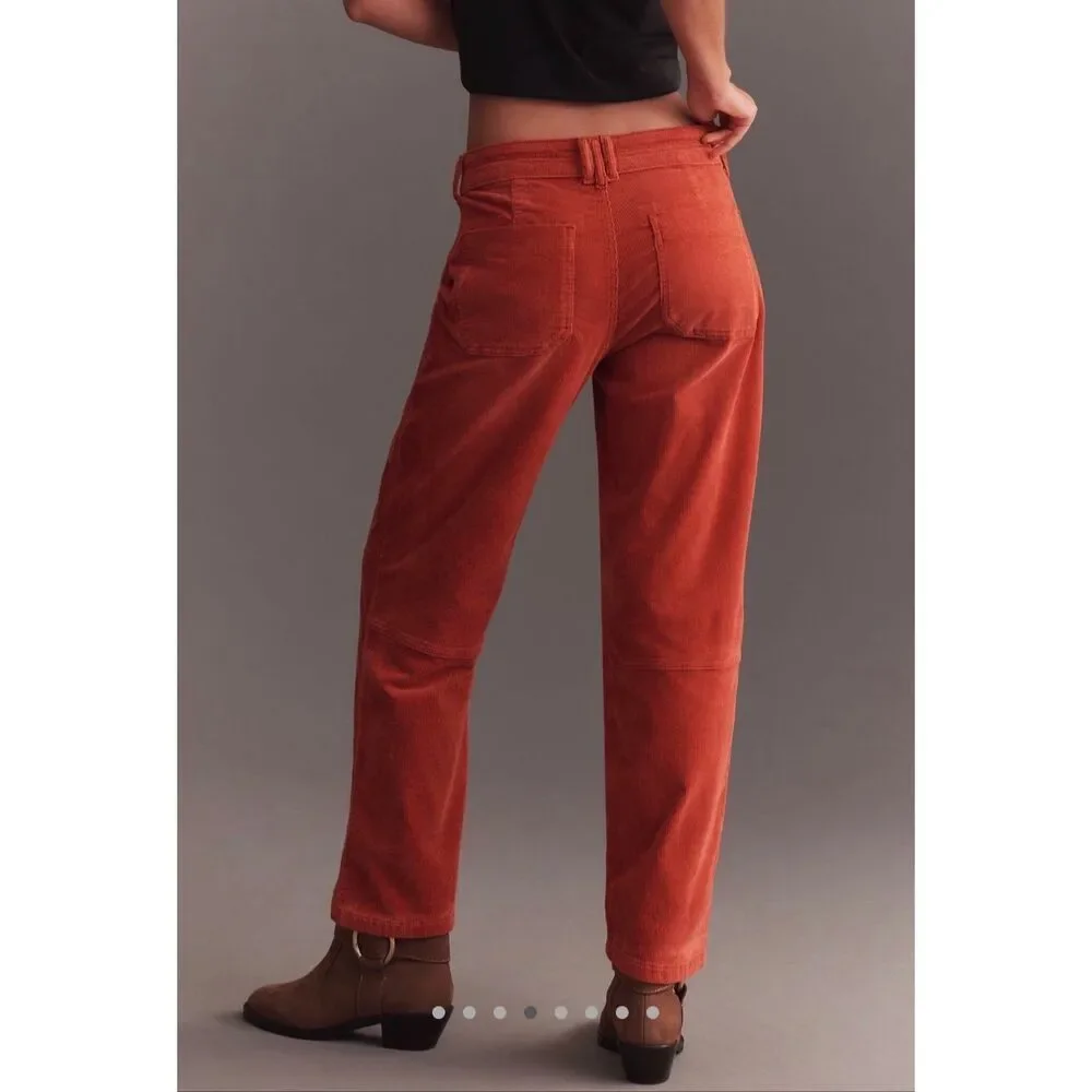 Anthropologie Pilcro Corduroy Pants‎ The Wanderer Relaxed Leg Salmon Red 33 Tall